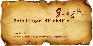 Zeitlinger Örkény névjegykártya